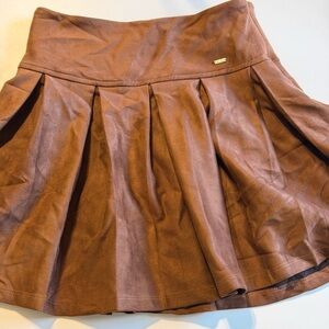 NWT Zara Girls Brown Pleated Faux Suede Skirt Size 13/14